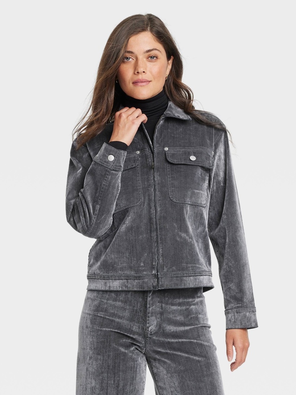 Holiday Flocked Denim Jacket - Gray XL